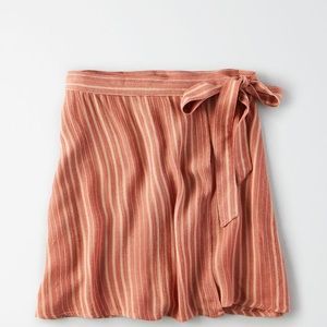 High waisted tie wrap mini skirt blush